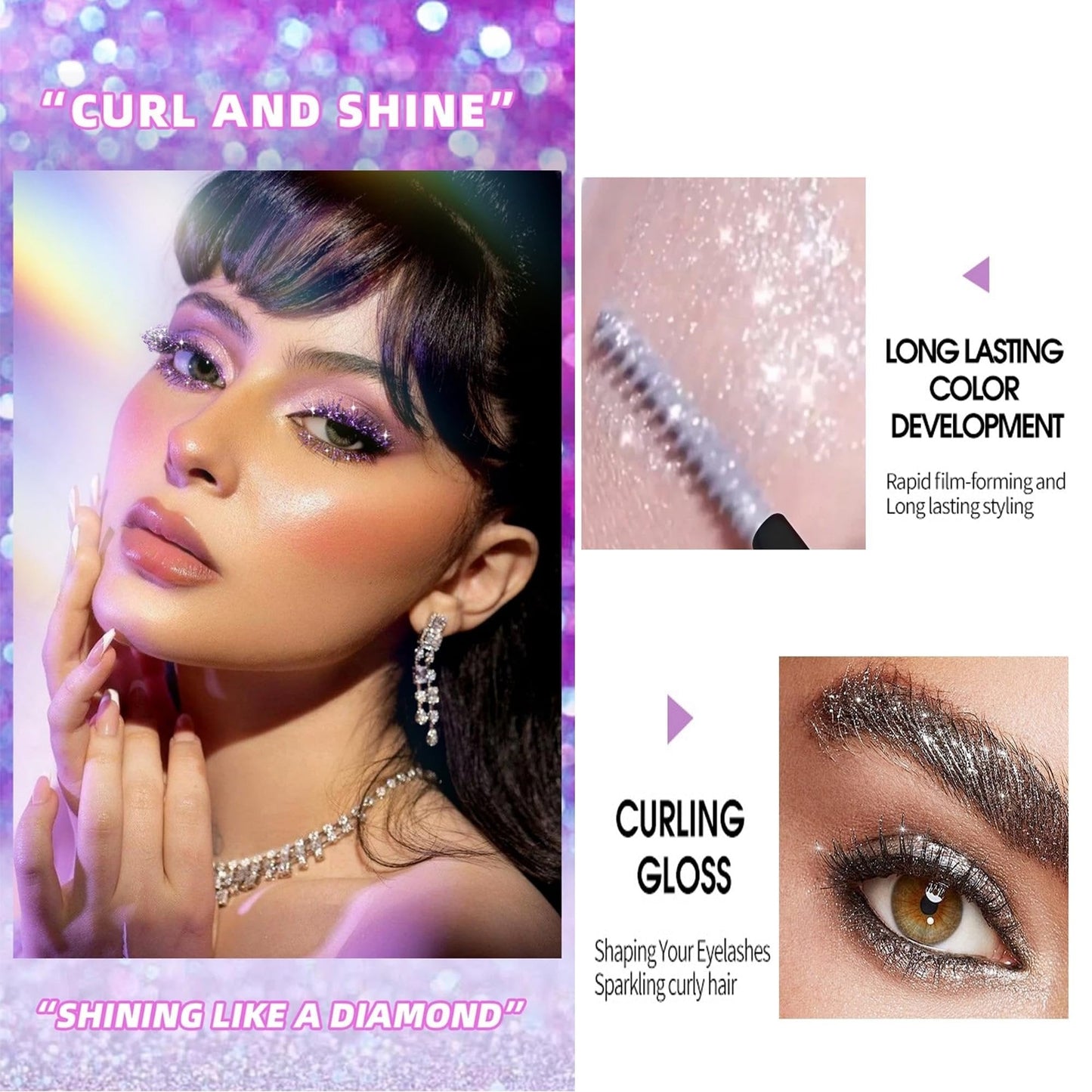 Glitrende krystalldiamantfarvet glittermascara