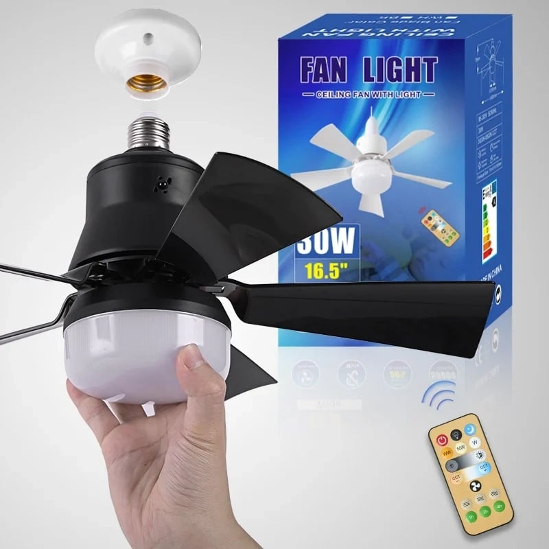 2-IN-1 PORTABLE FLOOR FAN & LIGHT med fjernbetjenin