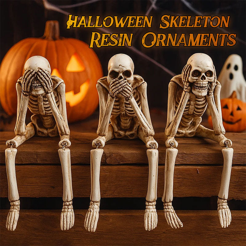 💀 Halloween tre kloge skeletter harpiks figurer 🎃