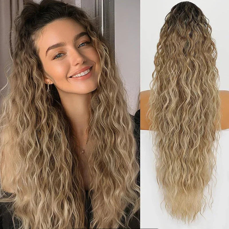 ⏳Begrænset tid 50% rabat💥💖18 tommer krøllet, bølget Frizz-hårfortykning med hestehale