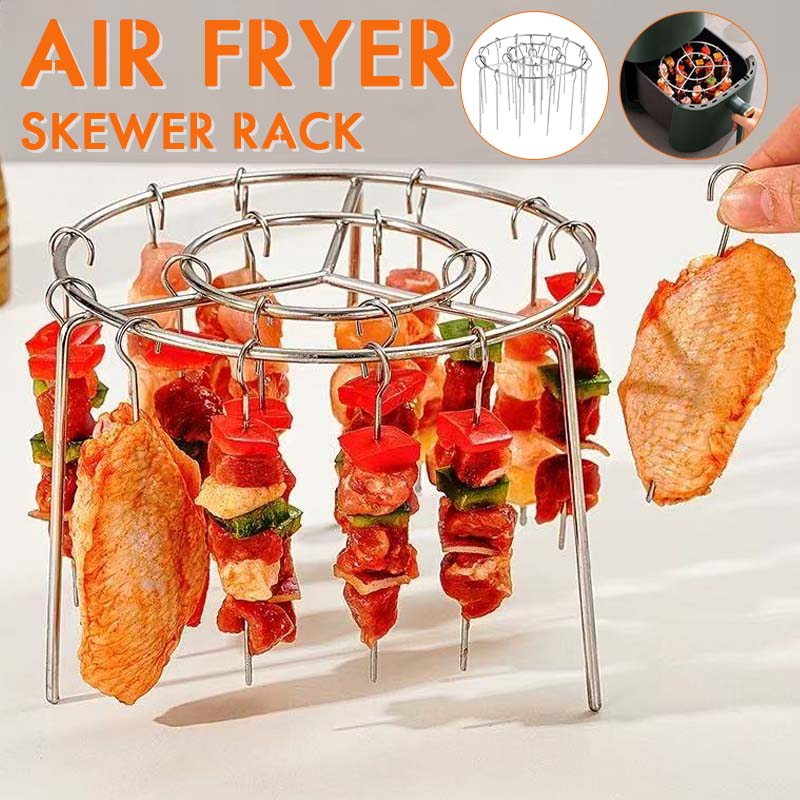 🔥 Air Fryer Skewer Rack | 360° jævn madlavning, sprød og saftig! 🍢