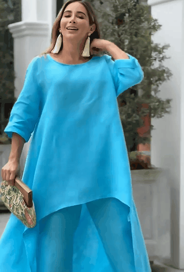 💕Kvinders ensfarvede linned moderigtige casual jakkesæt💃💃