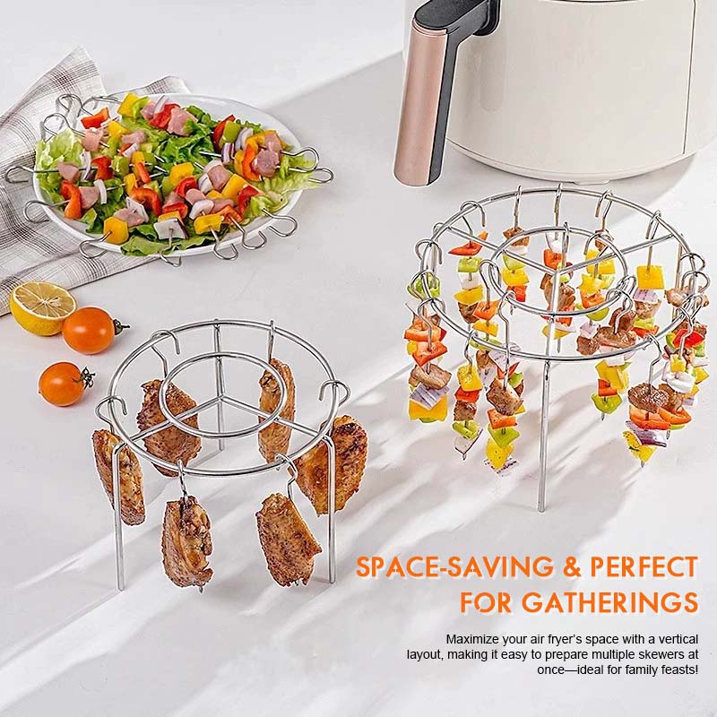 🔥 Air Fryer Skewer Rack | 360° jævn madlavning, sprød og saftig! 🍢