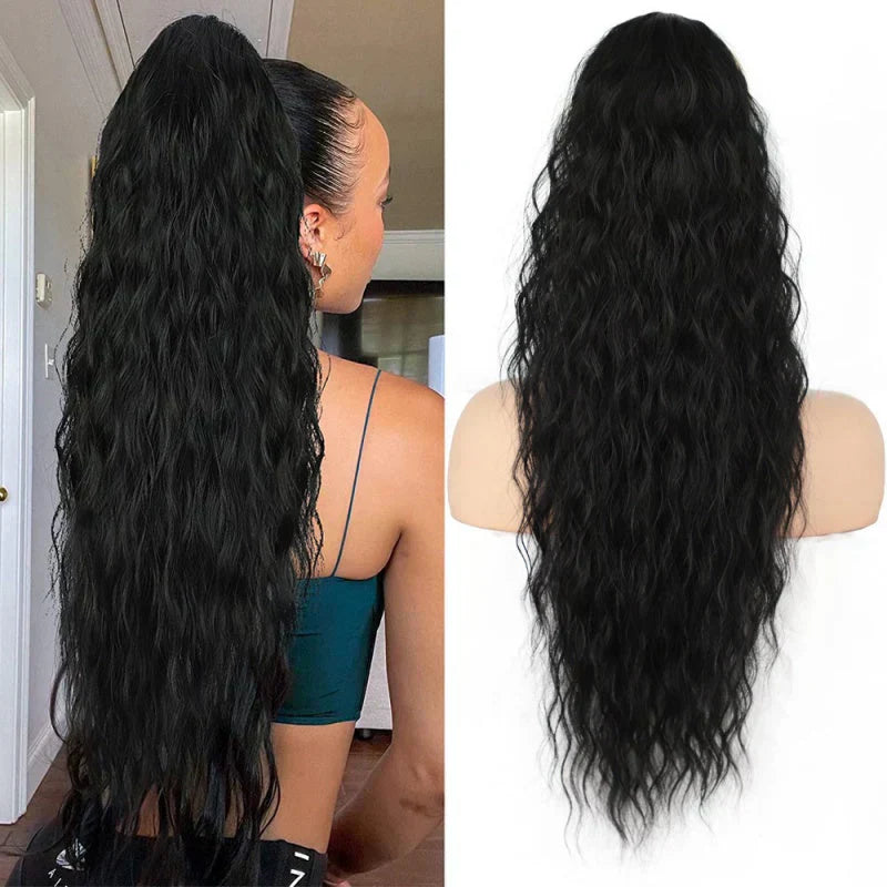 ⏳Begrænset tid 50% rabat💥💖18 tommer krøllet, bølget Frizz-hårfortykning med hestehale