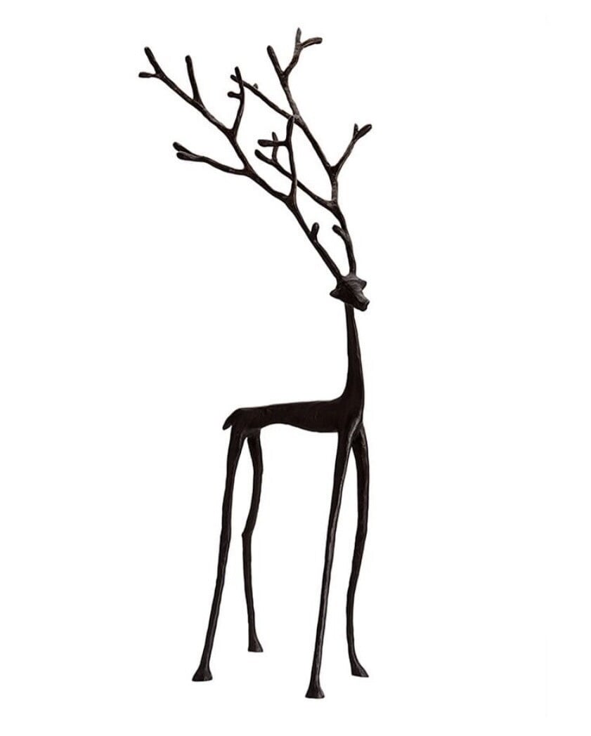 🎅Julebestsellere 🦌2 stk sorte rensdyrstatuer, julepynt sæ