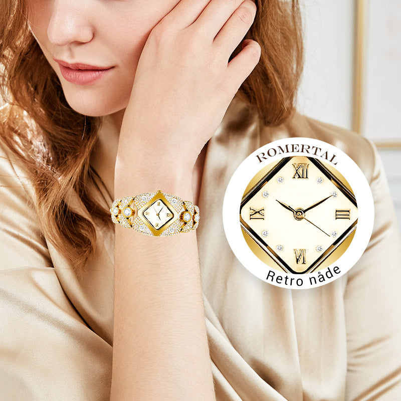 💜SIDSTE DAGS TILBUD - 50% RABAT💜Retrokvartsur med funklende rhinsten⌚