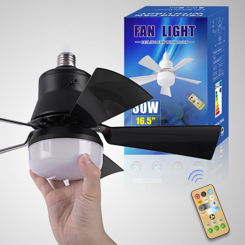 2-IN-1 PORTABLE FLOOR FAN & LIGHT med fjernbetjenin