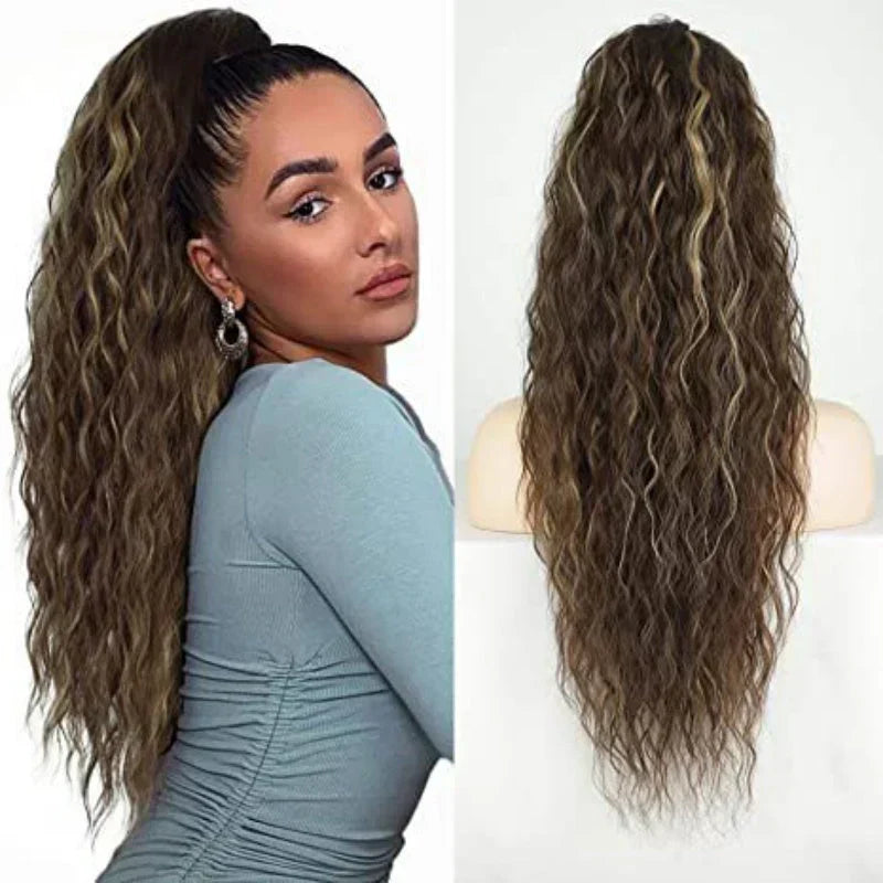 ⏳Begrænset tid 50% rabat💥💖18 tommer krøllet, bølget Frizz-hårfortykning med hestehale