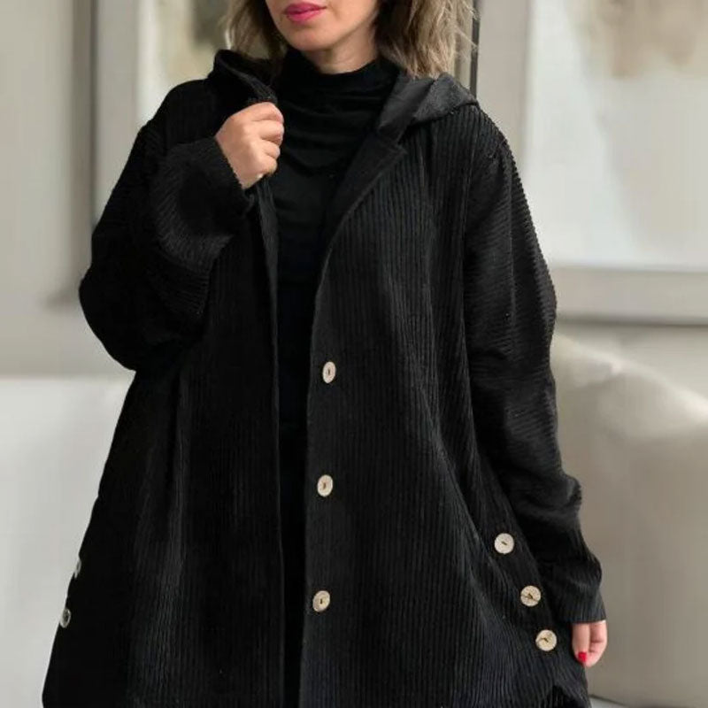 🍂 Afslappet fløjlsjakke med hætte til efteråret 🧥