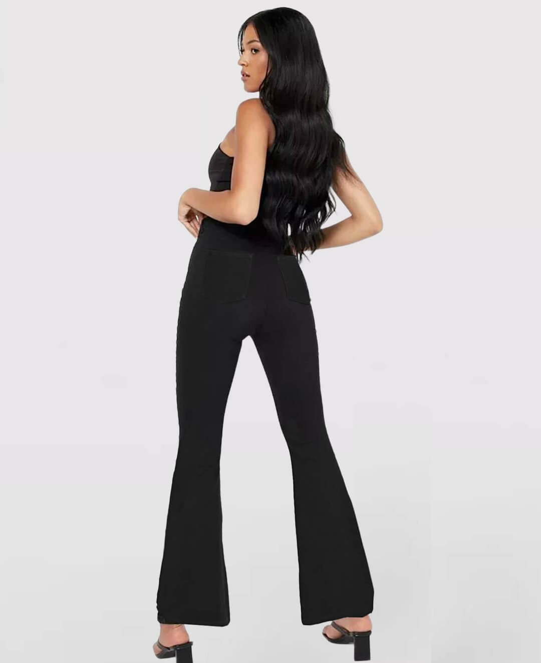 LAST DAY SALE 49% OFFđ„HĂžj talje med krydsede lommer Stretchy strikkede casual flare jeans