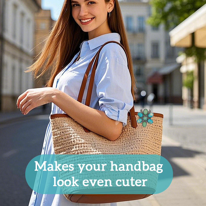 🌼 Turquoise Bloom Bag Clip Key Holder - Find dine nøgler med flai