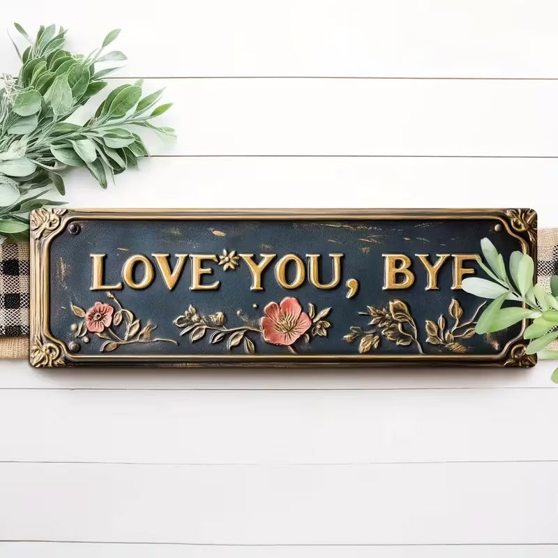 »Love You, Bye« Vintage blomsterplakat til vægge