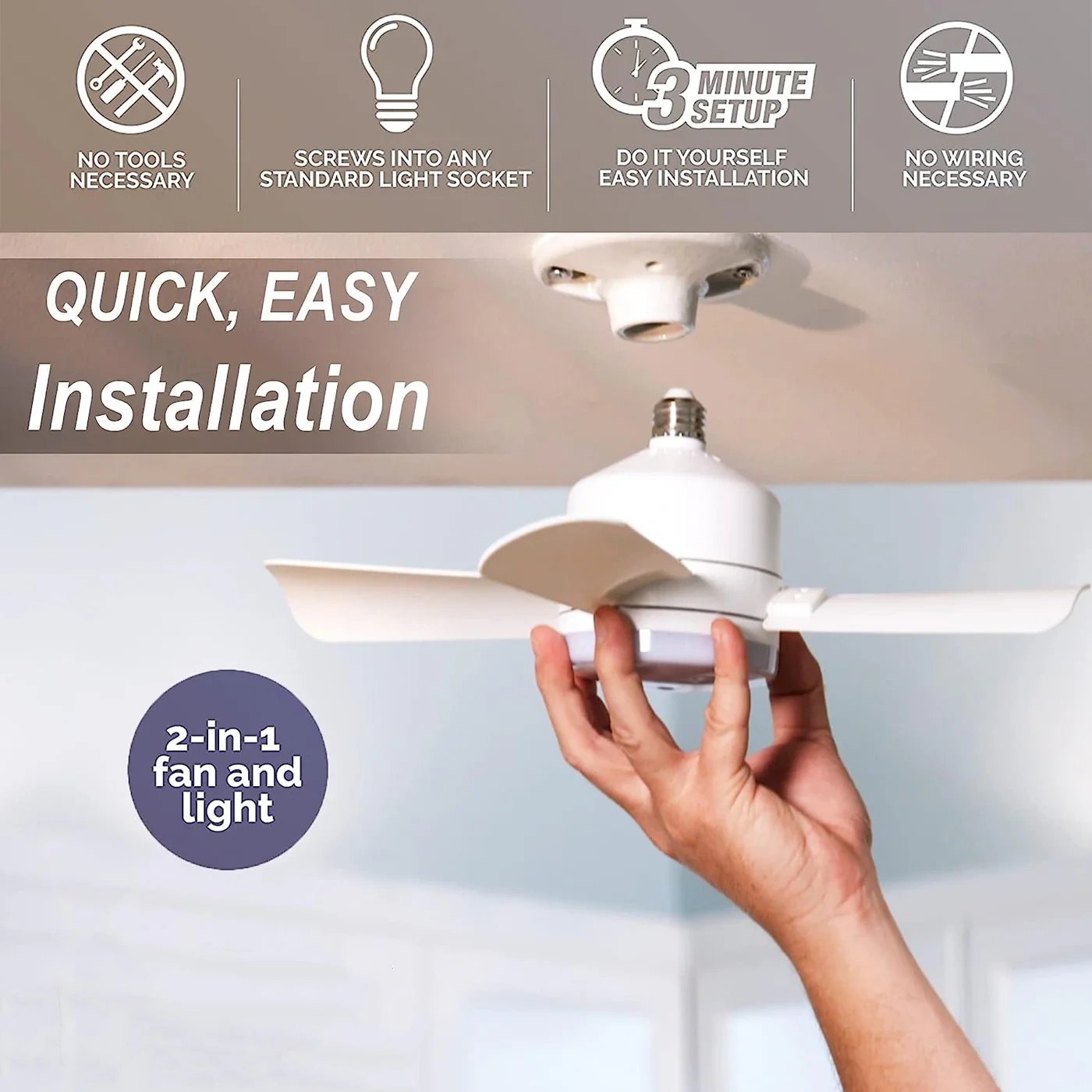 2-IN-1 PORTABLE FLOOR FAN & LIGHT med fjernbetjenin