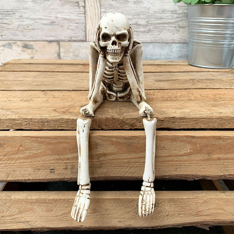 💀 Halloween tre kloge skeletter harpiks figurer 🎃