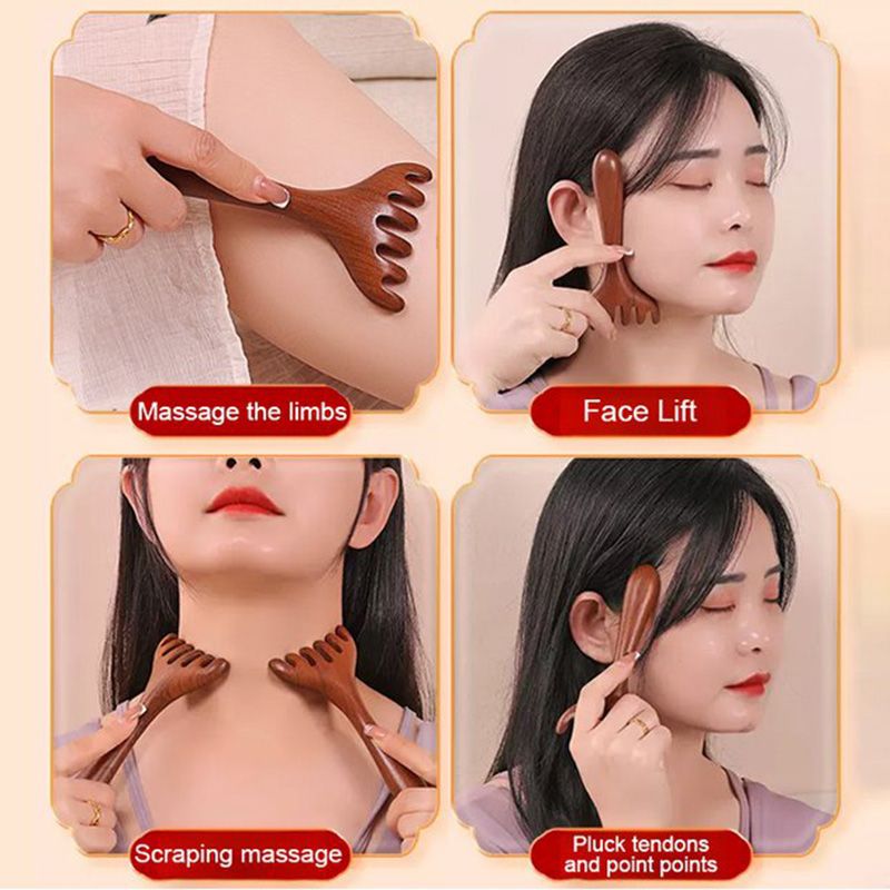 Meridian-massagekam med seks kløer