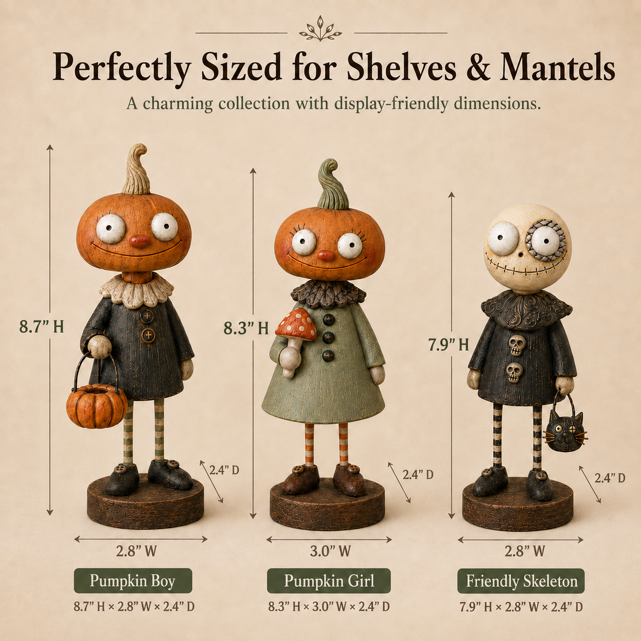 🎃Primitive Pumpkin Friends – Samling af vintage Halloween-figurer