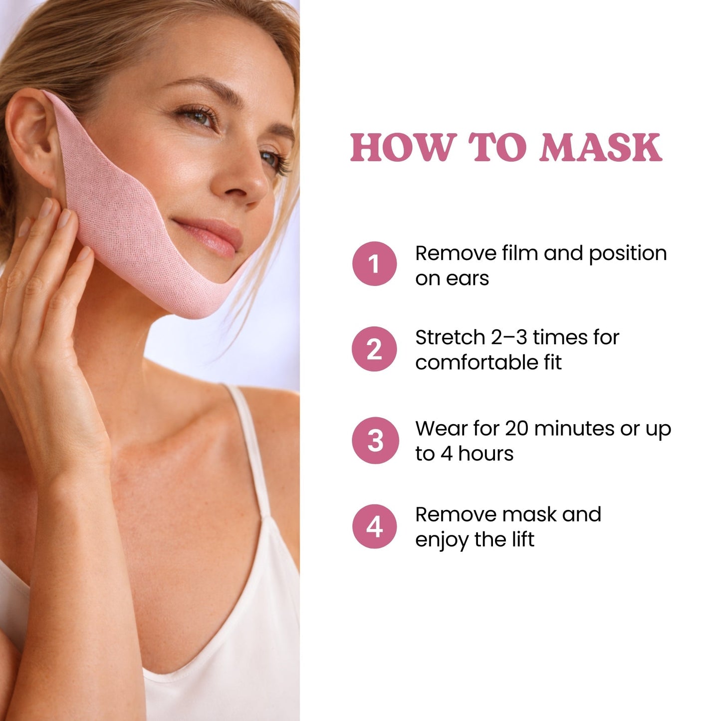 Ansigtsformende maske med ørekroge