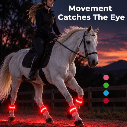 🐎LED-benbånd til heste | Lysende bånd med høj synlighed til natridning