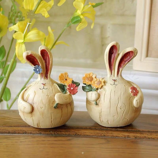 2 Pcs - Håndmalet Hvidløgskaninfigur