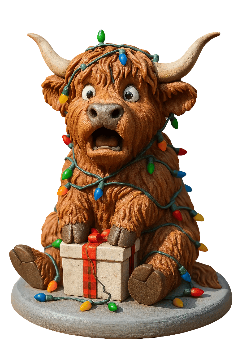 🐮Highland Cow-julekalender 2025🎄✨ - 3D håndlavet Highland Cow-dukke (24 stk.)