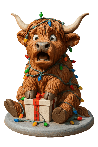🐮Highland Cow-julekalender 2025🎄✨ - 3D håndlavet Highland Cow-dukke (24 stk.)