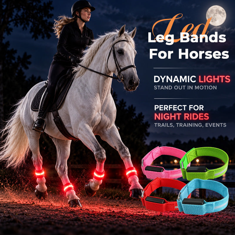 🐎LED-benbånd til heste | Lysende bånd med høj synlighed til natridning