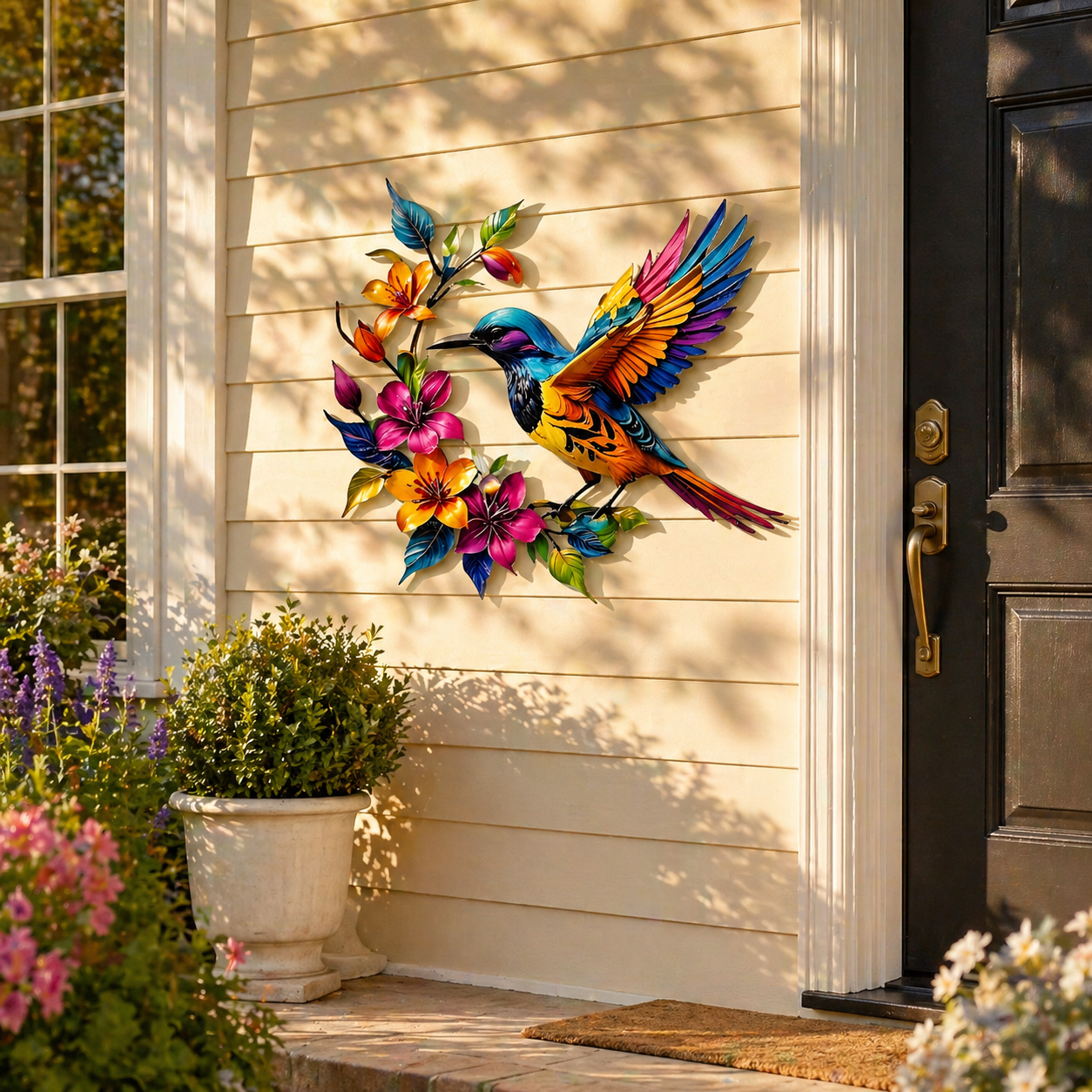 Hummingbird Bloom – Vægdekoration i metal