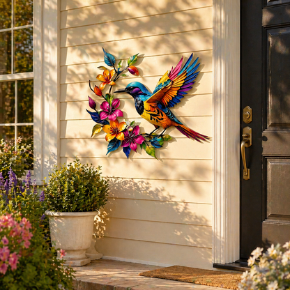 Hummingbird Bloom – Vægdekoration i metal