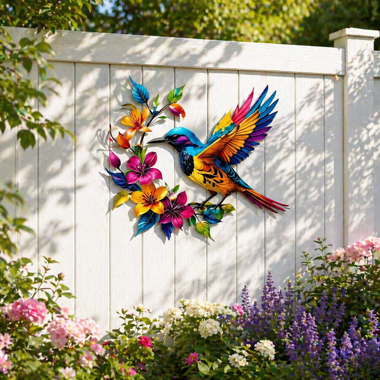 Hummingbird Bloom – Vægdekoration i metal