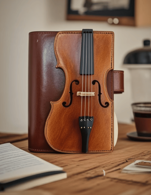 🔥TILBUD - Vintage violin-notebog i læder – retro-linjeret dagbog til skrivning, en musikalsk gave til musikere, musiklærere og musikelskere (køb 2, og få gratis fragt)