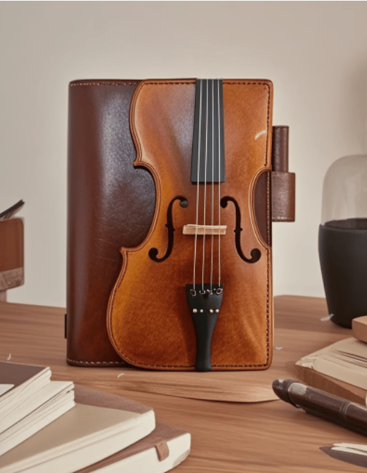 🔥TILBUD - Vintage violin-notebog i læder – retro-linjeret dagbog til skrivning, en musikalsk gave til musikere, musiklærere og musikelskere (køb 2, og få gratis fragt)