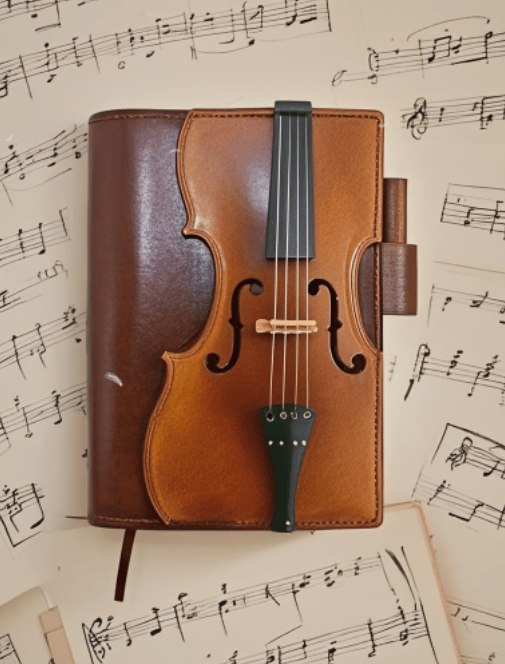 🔥TILBUD - Vintage violin-notebog i læder – retro-linjeret dagbog til skrivning, en musikalsk gave til musikere, musiklærere og musikelskere (køb 2, og få gratis fragt)
