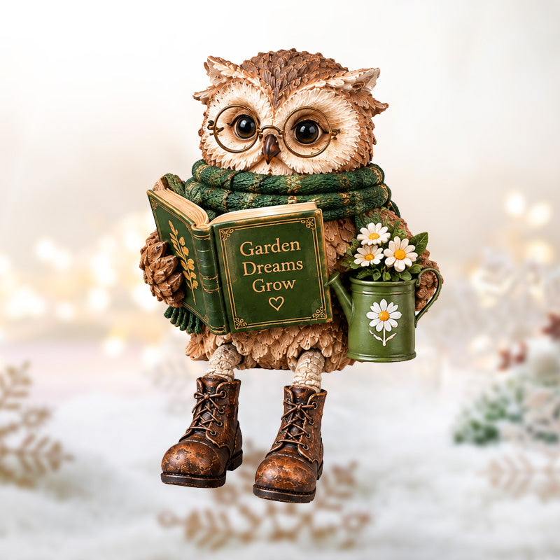 🦉Hjertevarm figur af en læsende ugle✨
