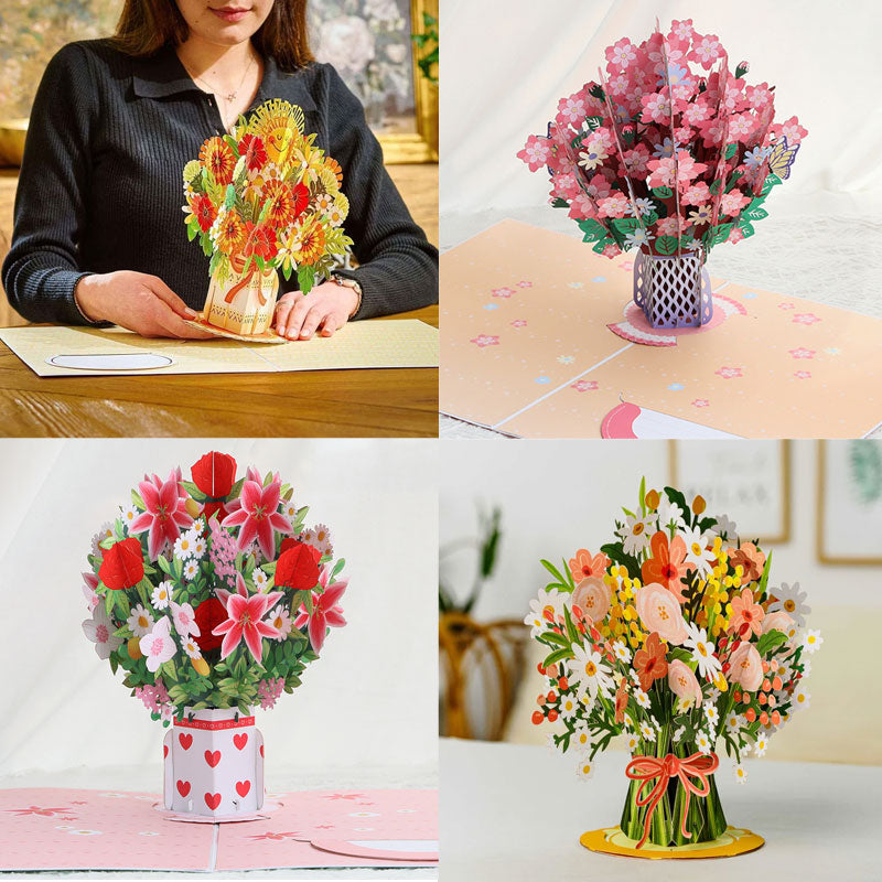 💐 Pop-up-valentineskort med vilde blomste