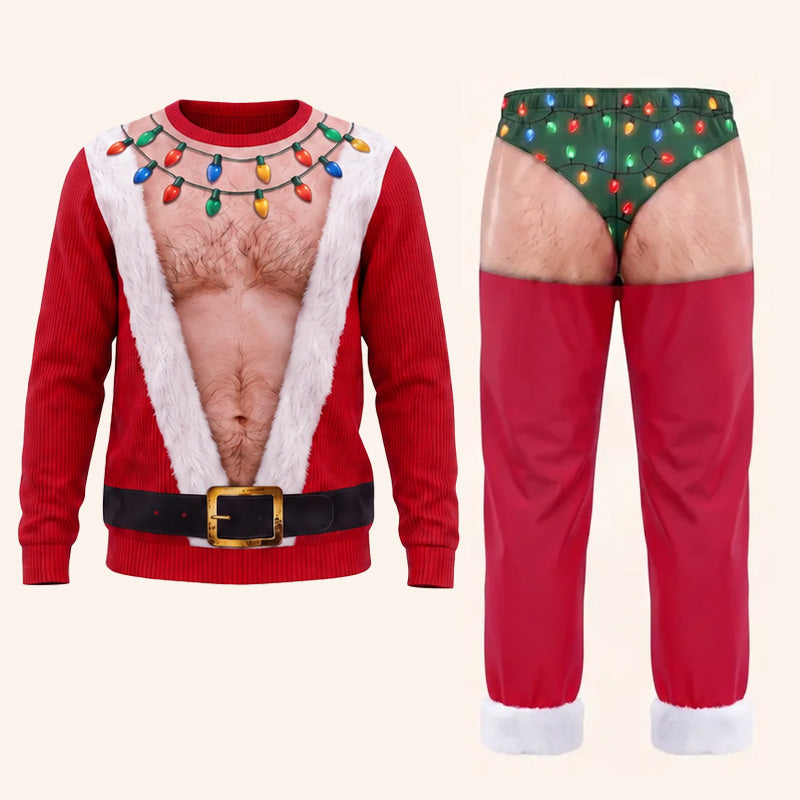 Sjove bukser med julelys på bagdelen 🎄