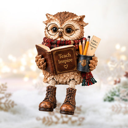 🦉Hjertevarm figur af en læsende ugle✨