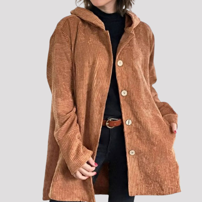 🍂 Afslappet fløjlsjakke med hætte til efteråret 🧥