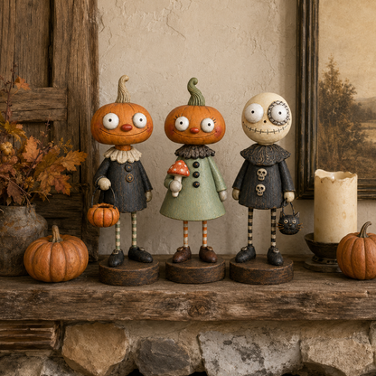 🎃Primitive Pumpkin Friends – Samling af vintage Halloween-figurer