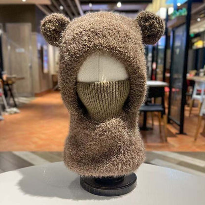 Lille bjørn plys tørklæde og hue sæt 🧸