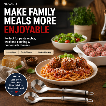 🍝🥄Kødboller-ske i rustfrit stål – Lav perfekte kødboller uden at få hænderne til at klistre