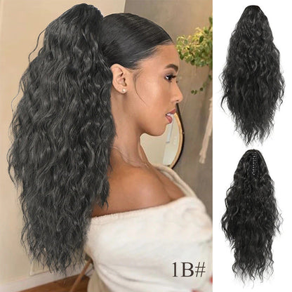 ⏳Begrænset tid 50% rabat💥💖18 tommer krøllet, bølget Frizz-hårfortykning med hestehale