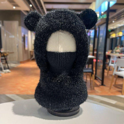 Lille bjørn plys tørklæde og hue sæt 🧸