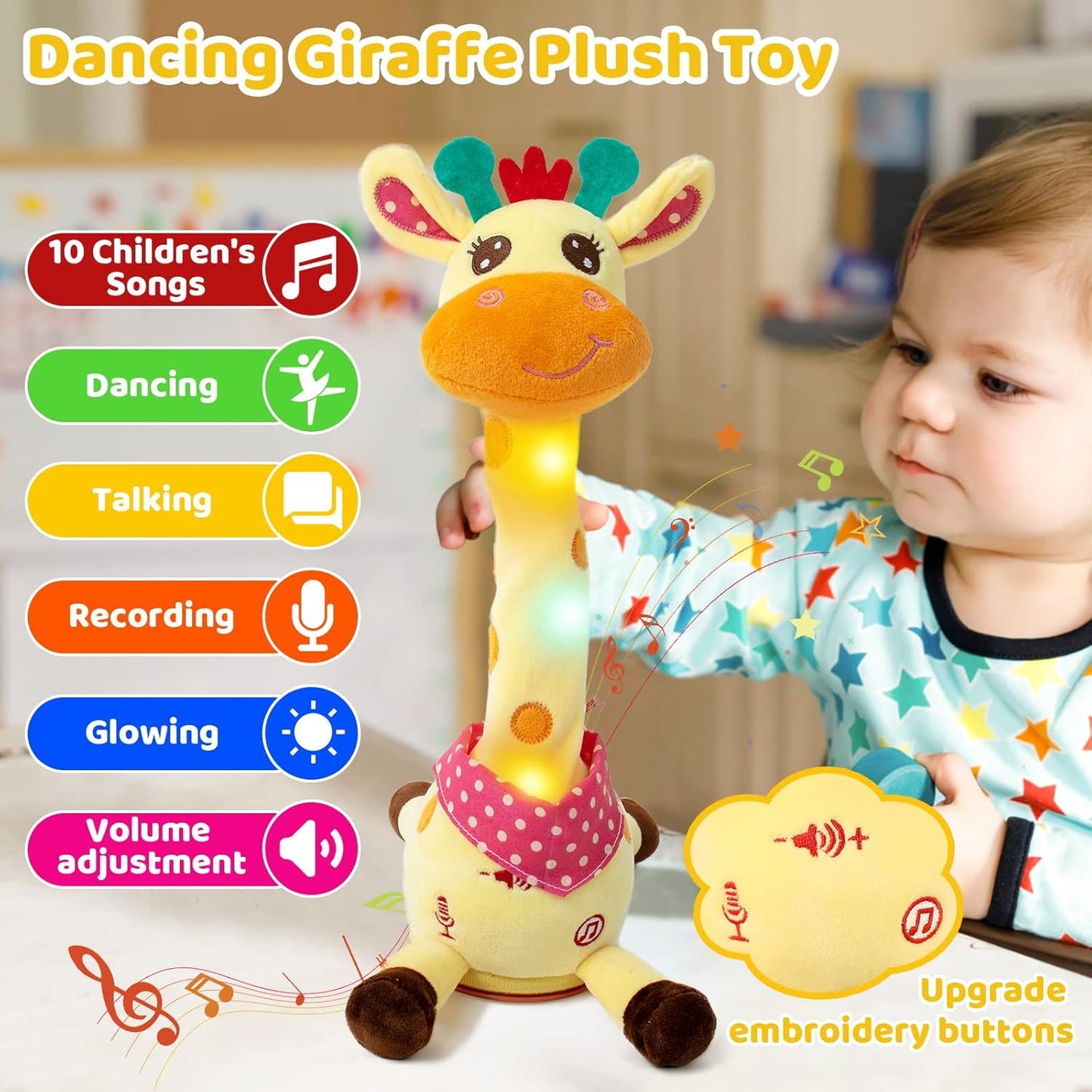 ⏰50 % rabat🎉 Bedst sælgende musikalsk giraflegetøj – synger, danser og gentager det, du siger! 🦒🎵