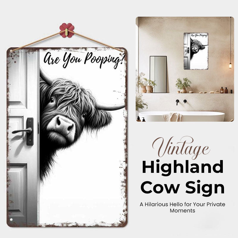 🐄 Den frække besøgende: Vintage Highland Cow-skilt