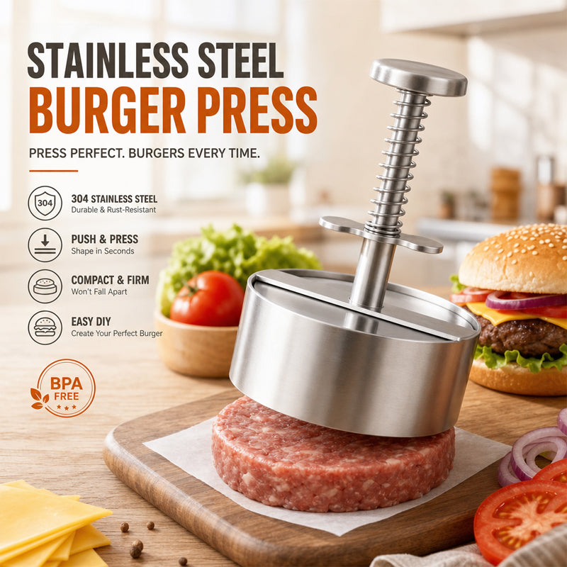 🍔 Burgerpresse i rustfrit stål | Lav perfekte, jævne burgere på en nem måde