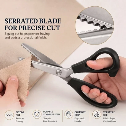 ✂️Tandet saks i rustfrit stål – 9,1" zigzag-stofsaks til syning, quiltning, syning af tøj og DIY-håndværk