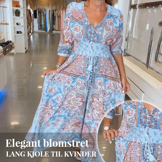 🔥Kvinders elegante blomstertegninger med lang kjole