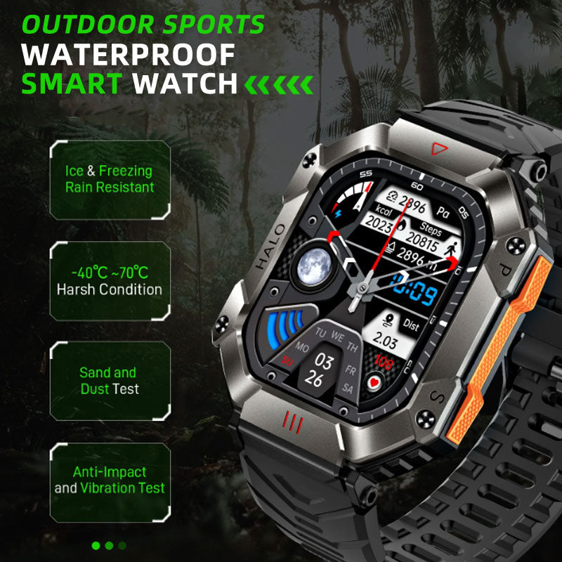 IP68 vandtæt militær AI voice Bluetooth call smartwatch