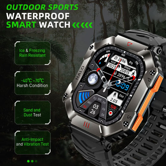 IP68 vandtæt militær AI voice Bluetooth call smartwatch