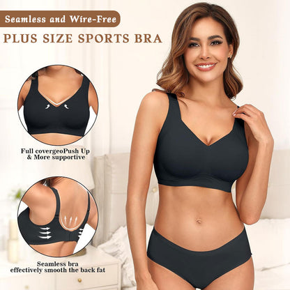 Sømløs Og Bøjlefri Sports-Bh I Stor Størrelse